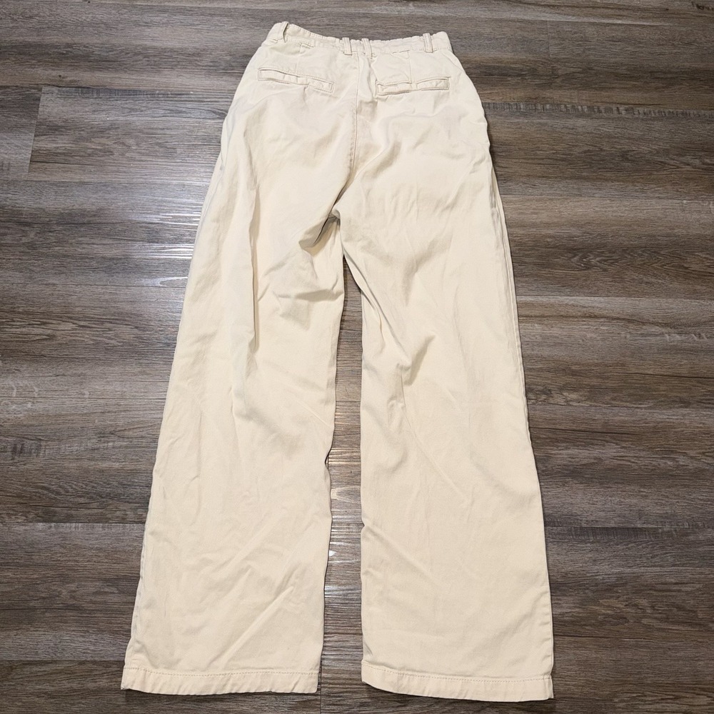 Mango Beige Straight-Fit Mid-Rise Denim Pants Womens Size 2 Cotton Linen Blend - Picture 8 of 12